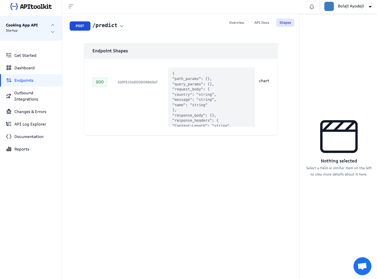 Screenshot of monoscope’s endpoints page